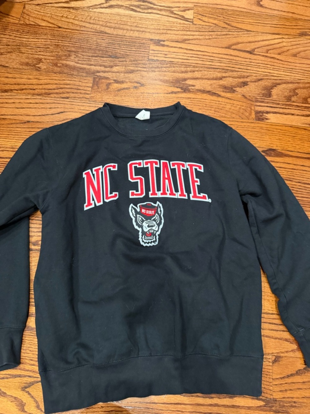 NC State Black Crewneck Sweatshirt with Red Lettering